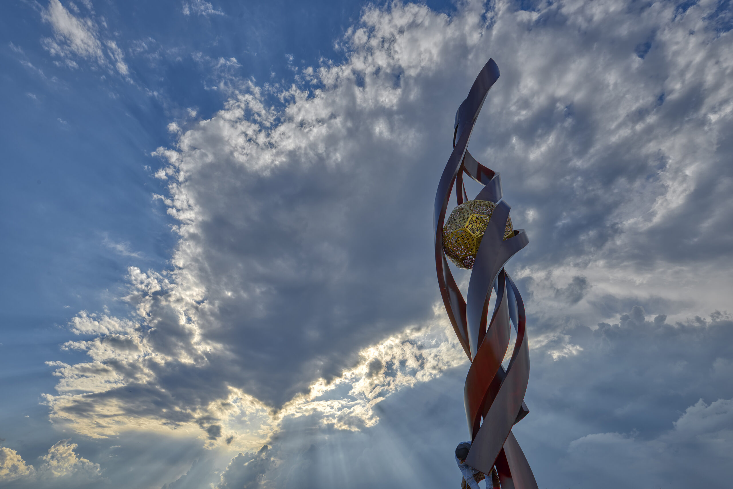 A flag flying in the air.