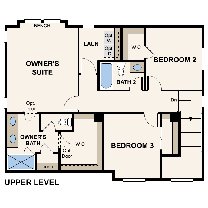 Diagram, engineering drawing. Hudson Floorplan, Upper Level