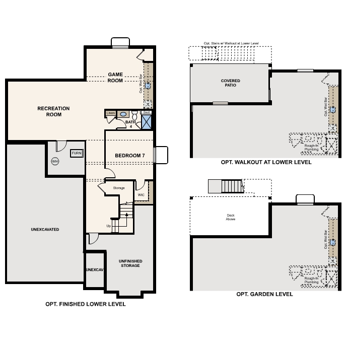 Diagram, engineering drawing. Shenandoah Floorplan, Basement Options