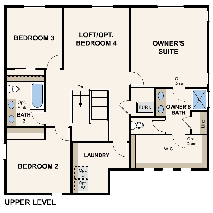 Diagram, engineering drawing. Tahoe Floorplan, Upper Level