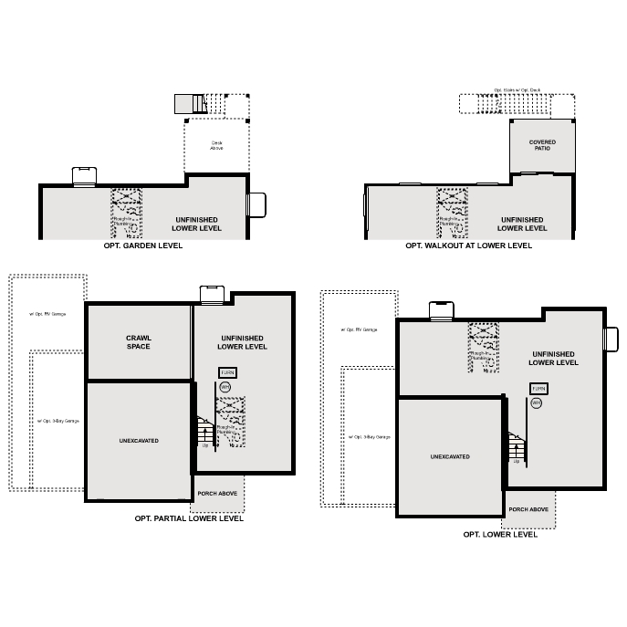 Diagram, engineering drawing. Ontario Floorplan, Basement Options