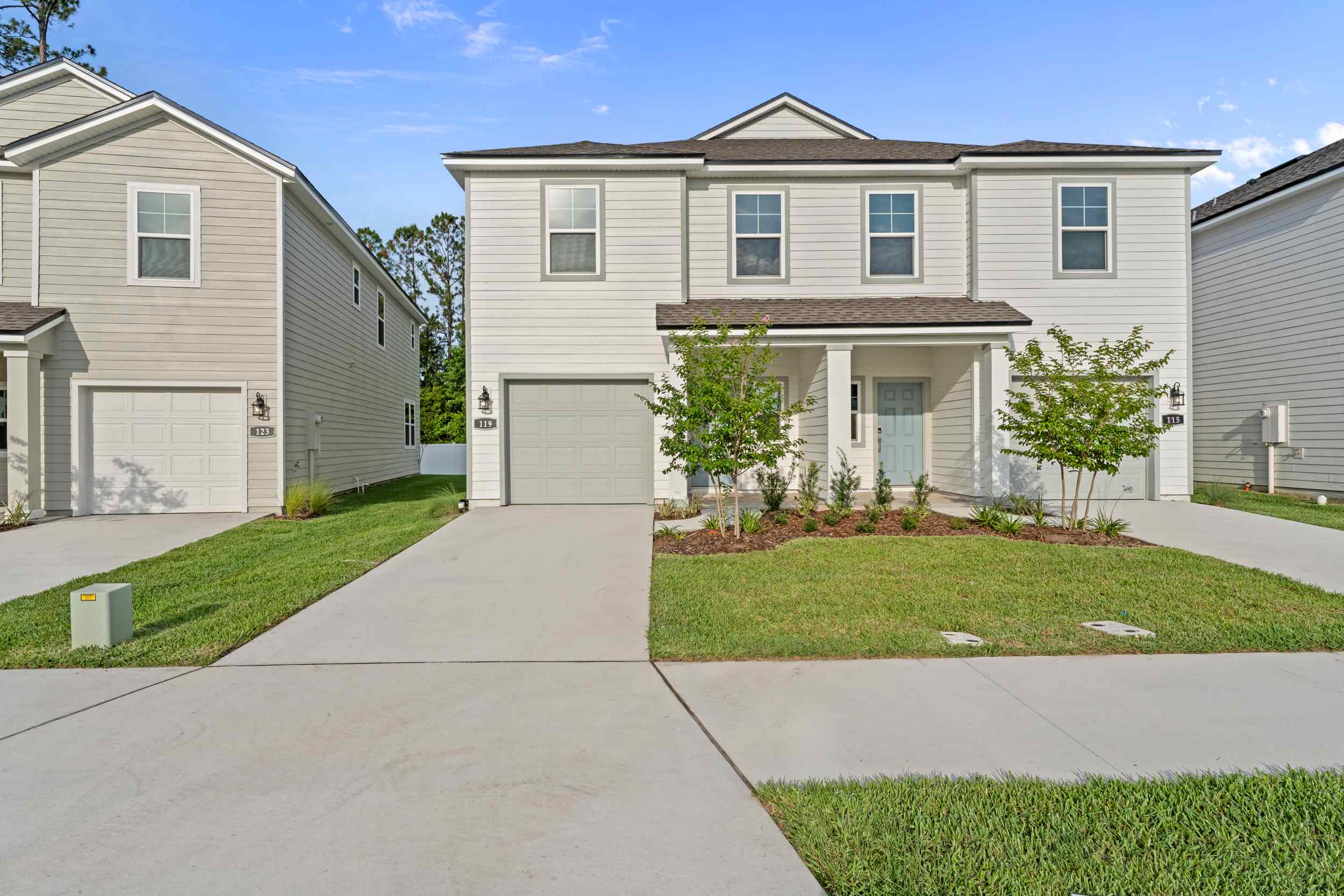 A house with a driveway.