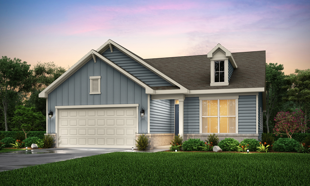 A house with a garage with American Gothic House in the background.