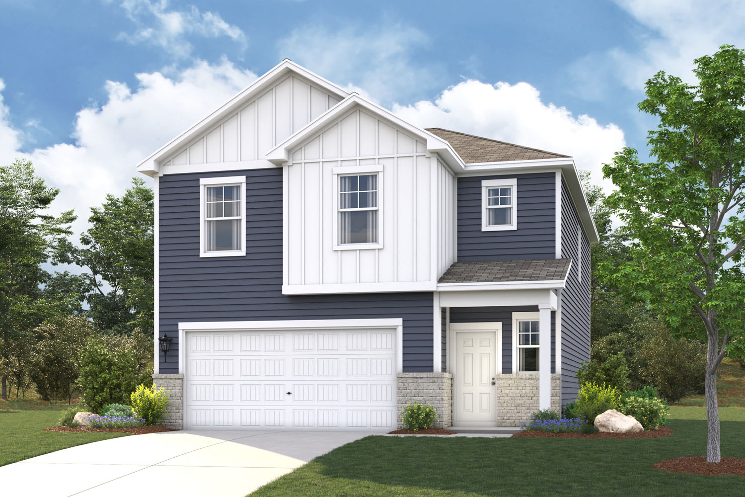 A house with a garage.