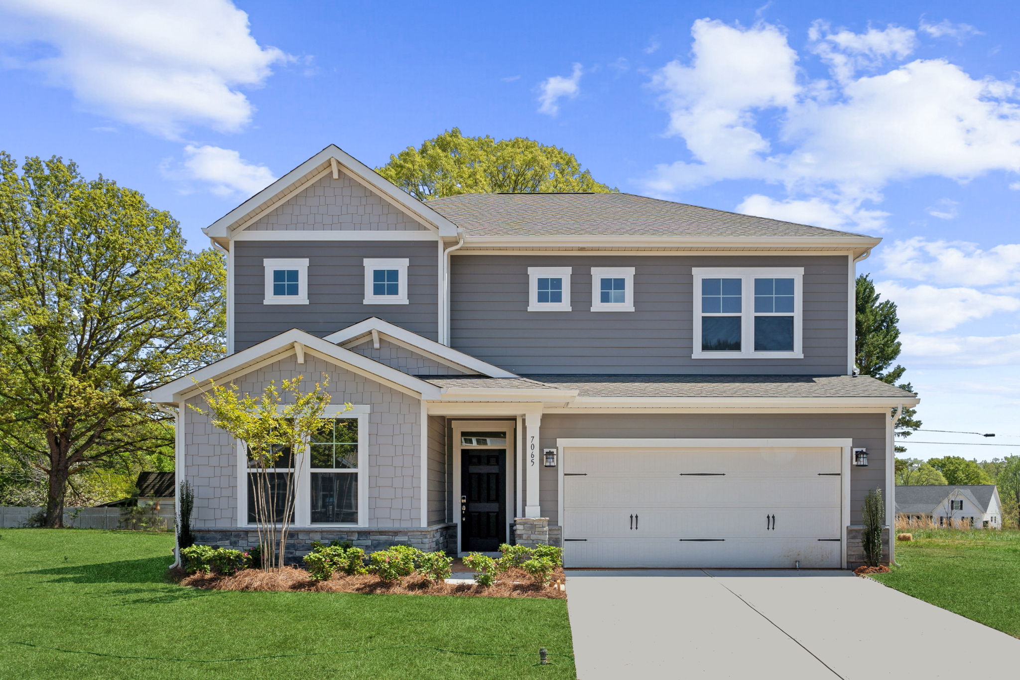 A house with a garage.