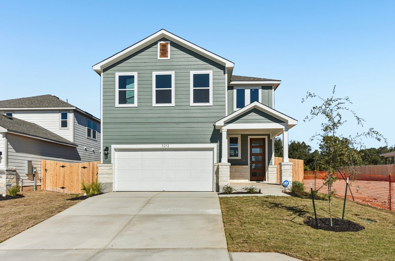 A house with a garage.
