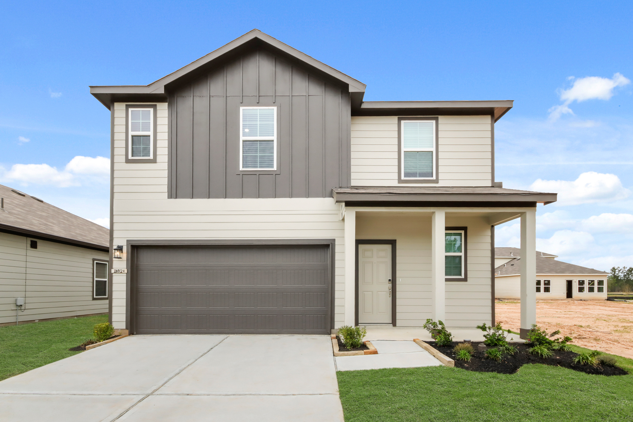 A house with a garage.