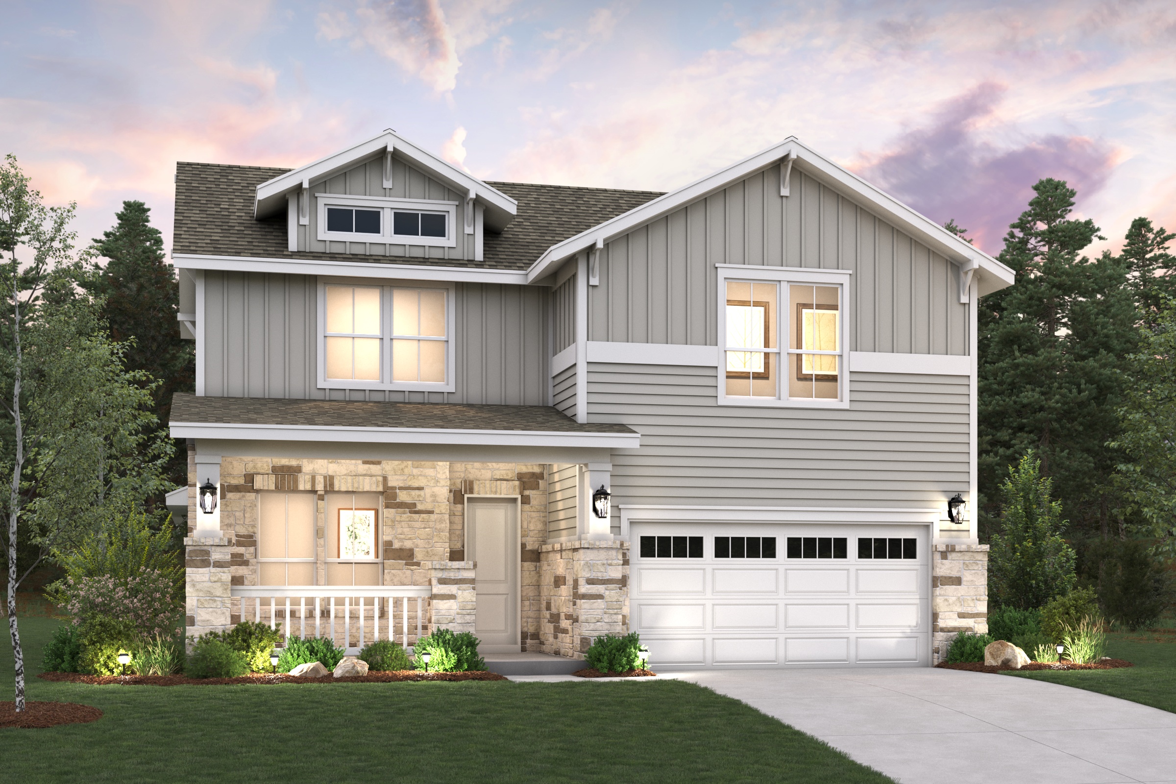 A house with a garage.
