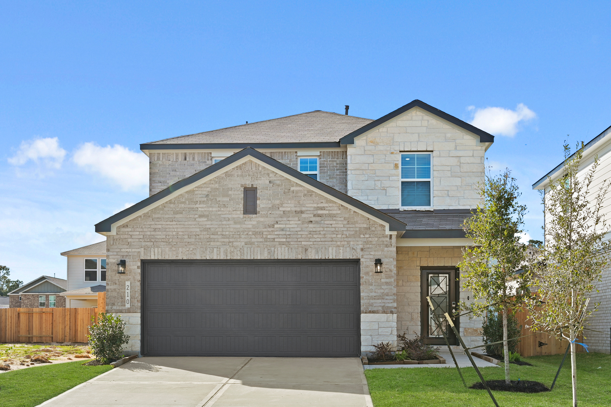 A house with a garage.