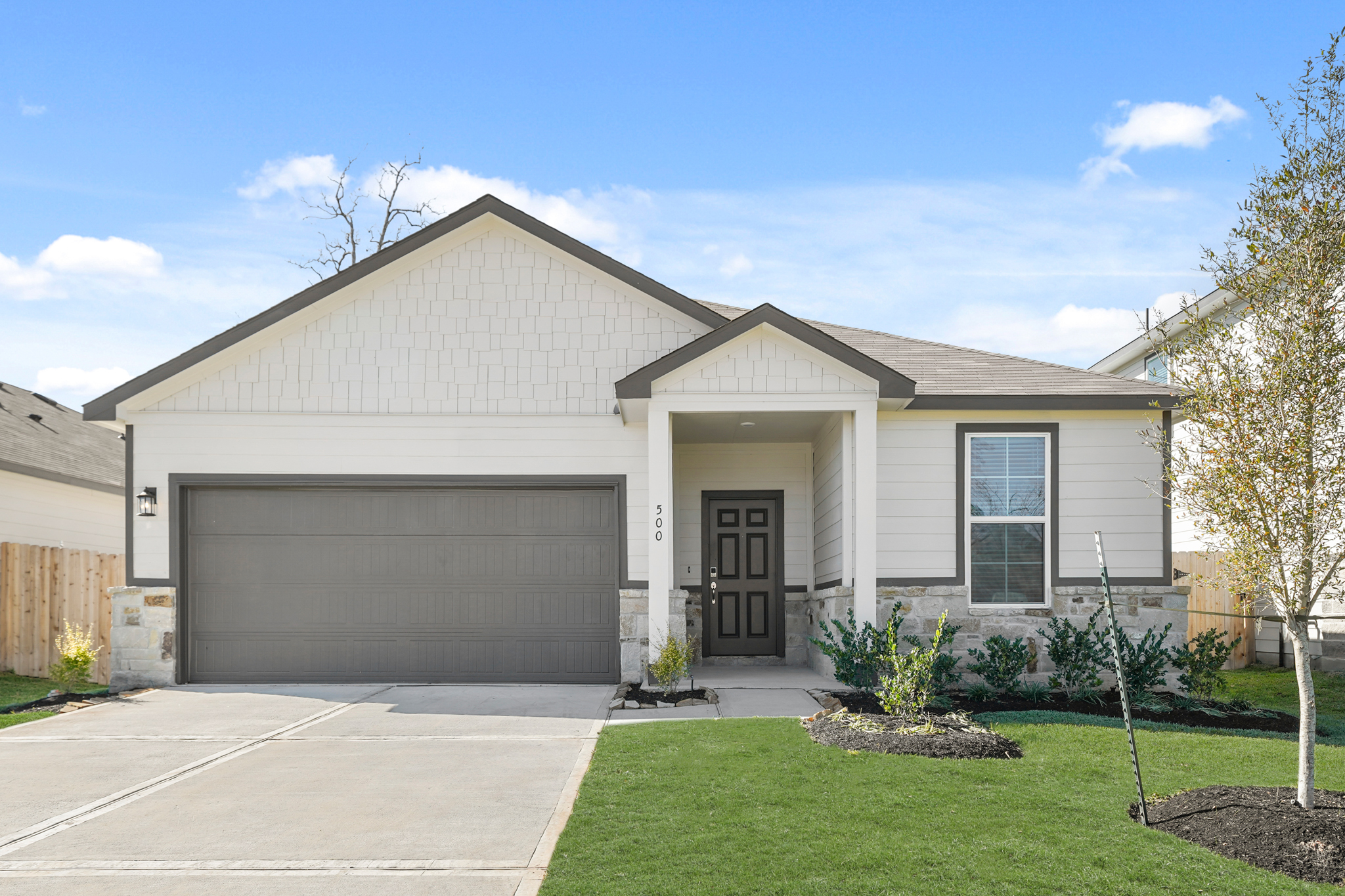 A house with a garage.