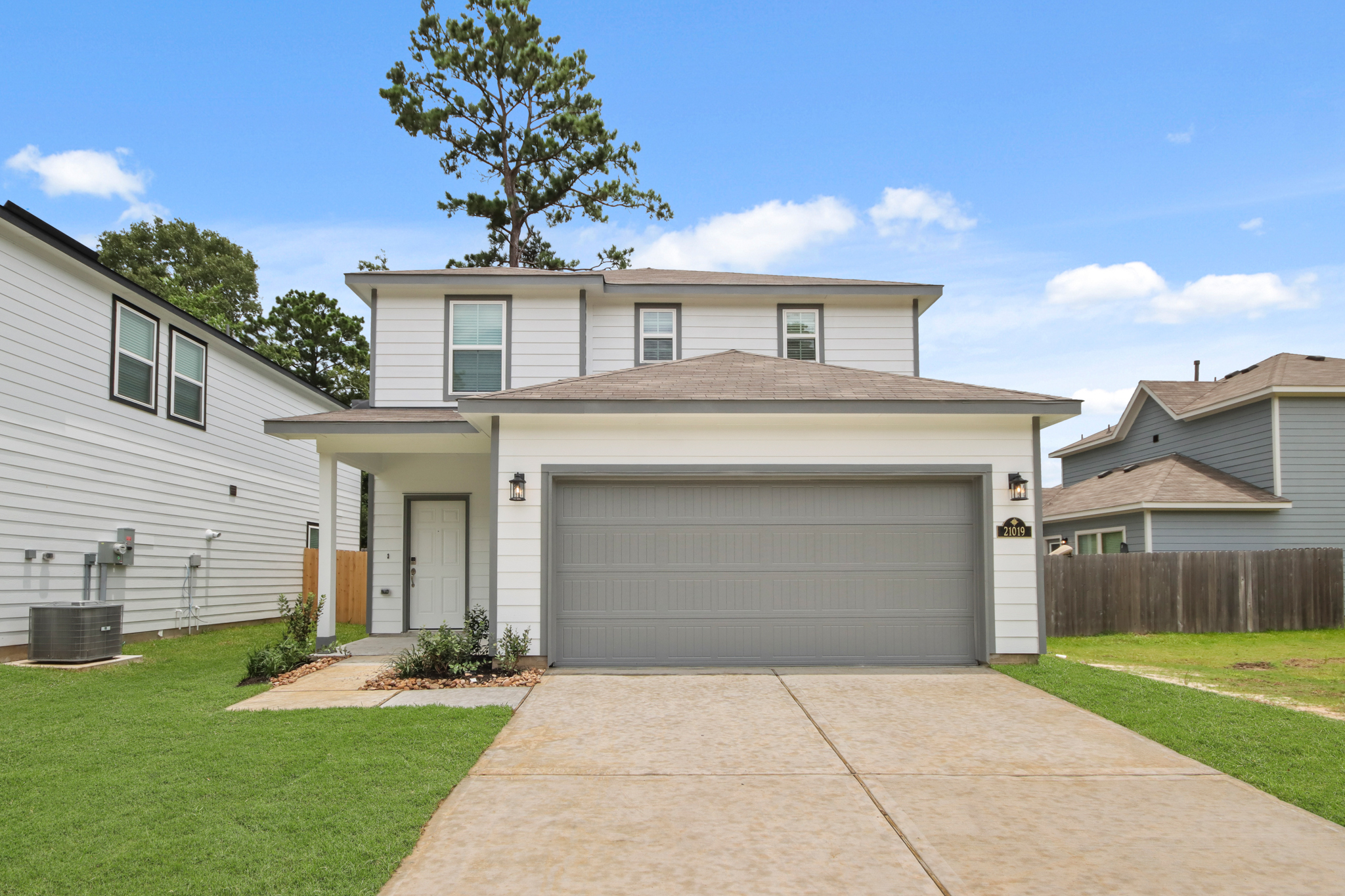 A house with a garage.