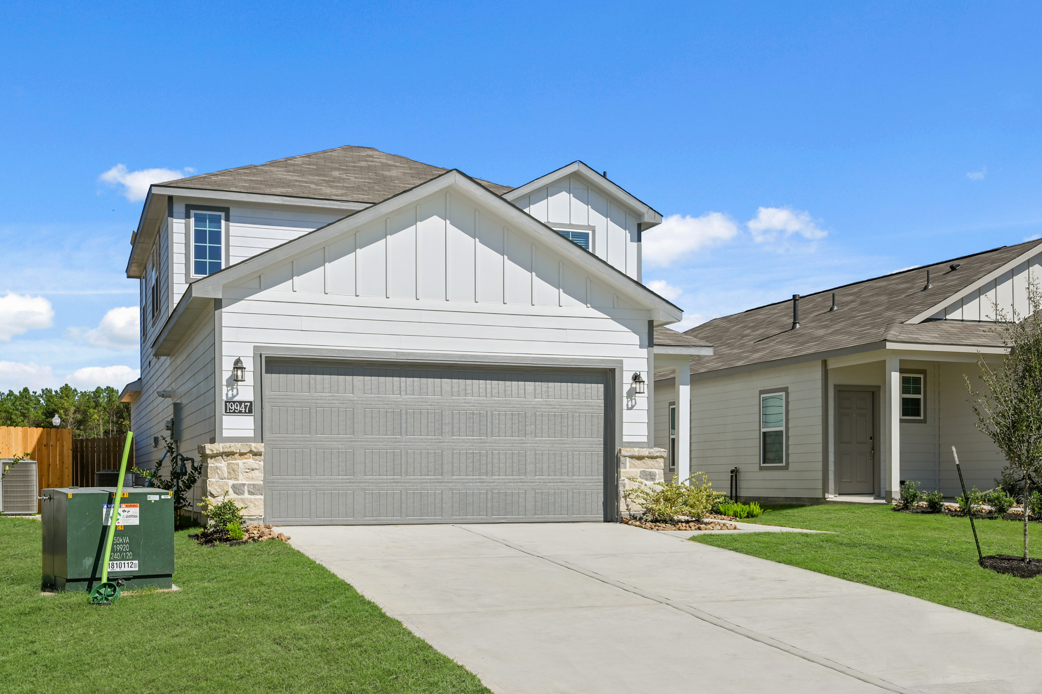 A house with a garage.