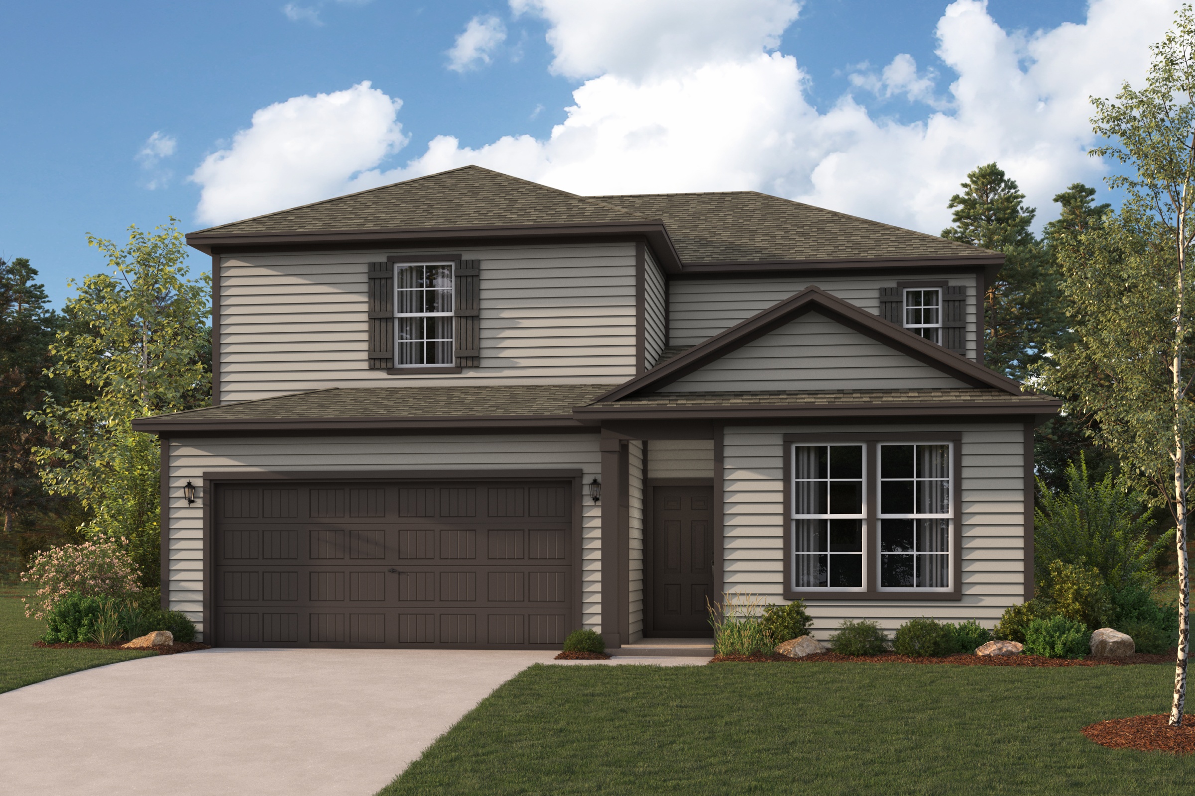 A house with a garage.