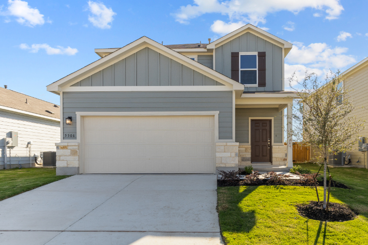A house with a garage.