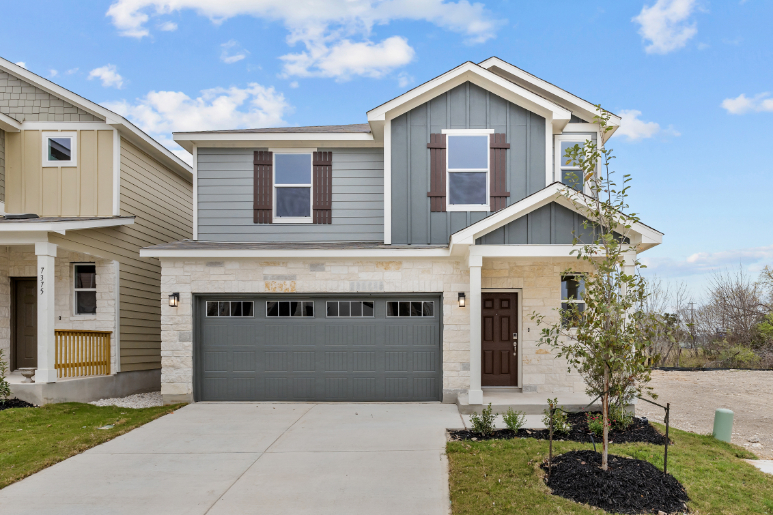 A house with a garage.