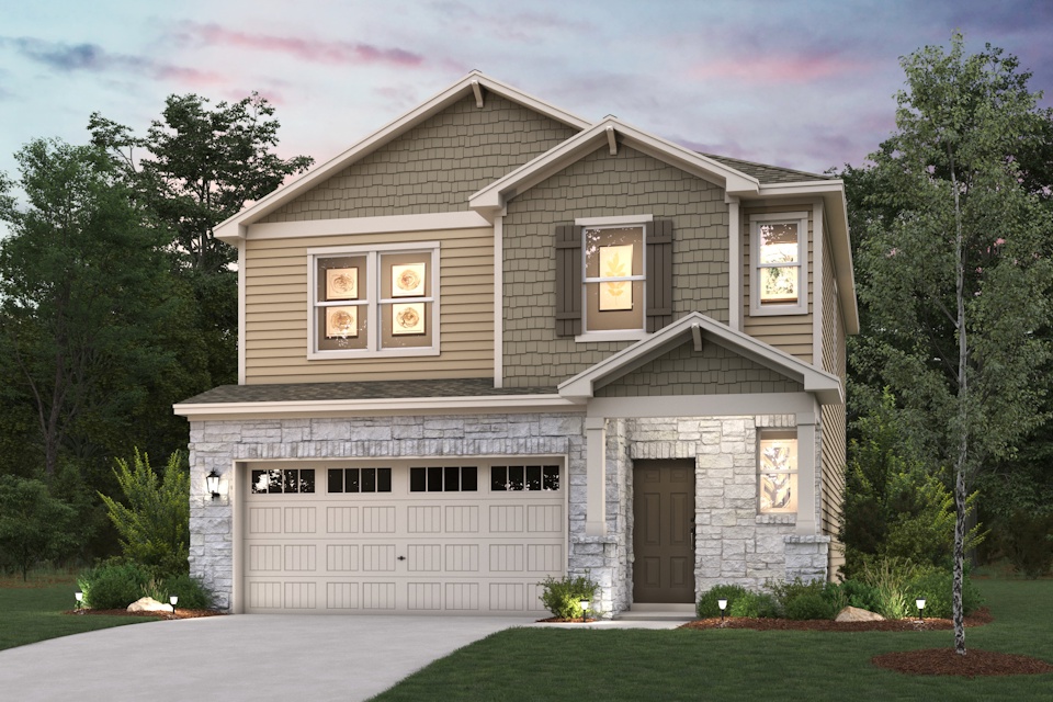 A house with a garage.