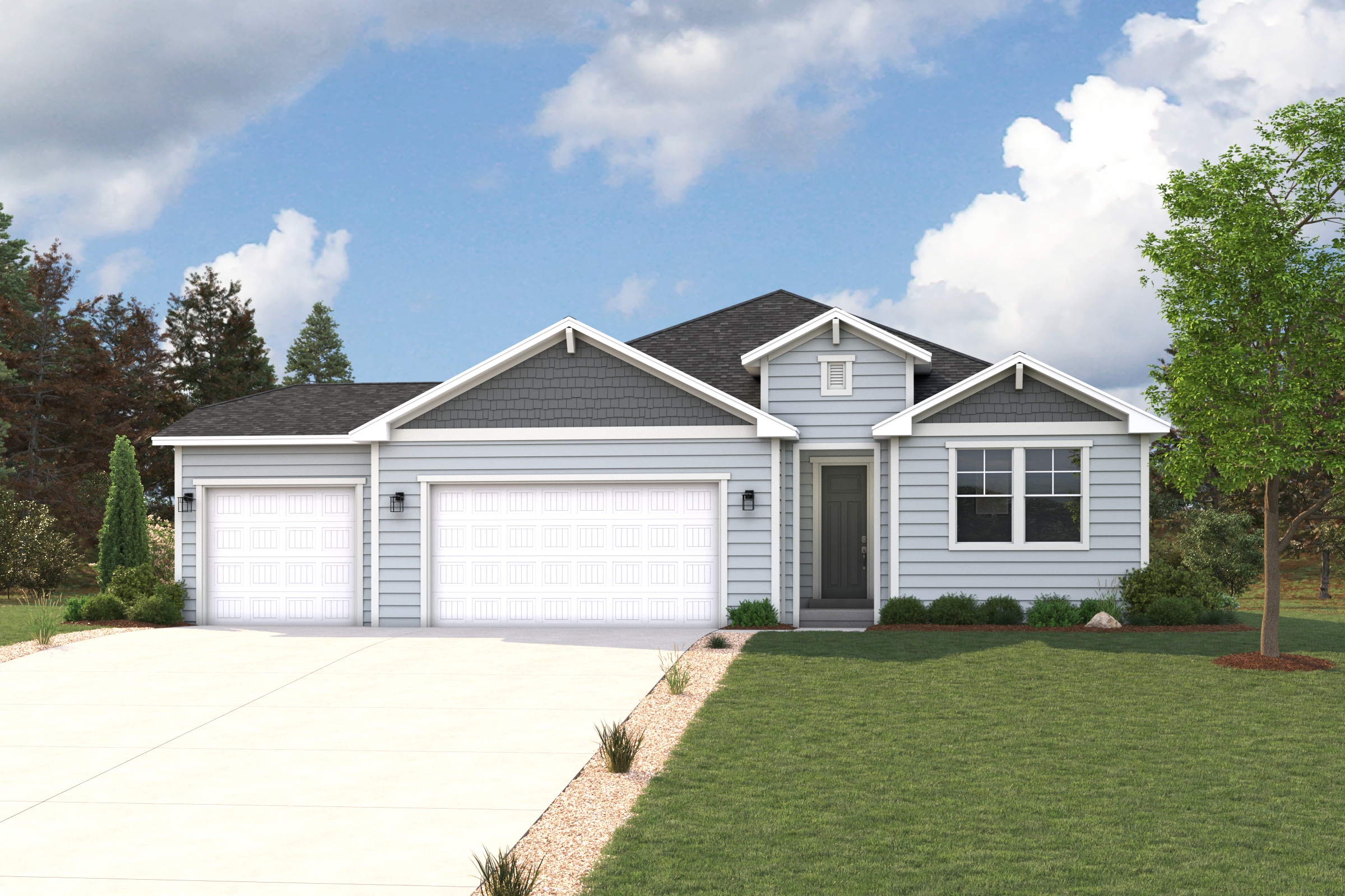 A house with a garage.