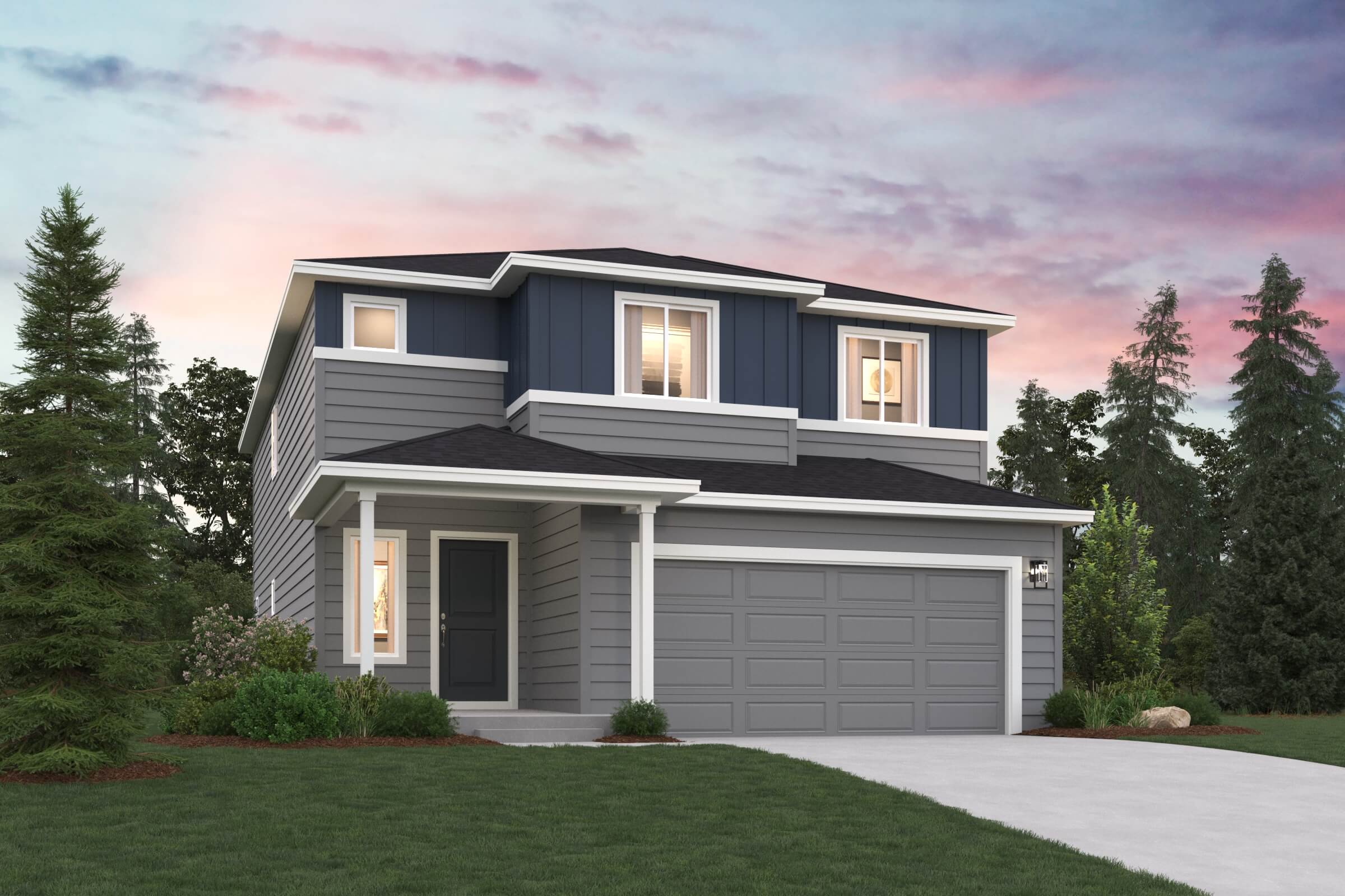 A house with a garage.