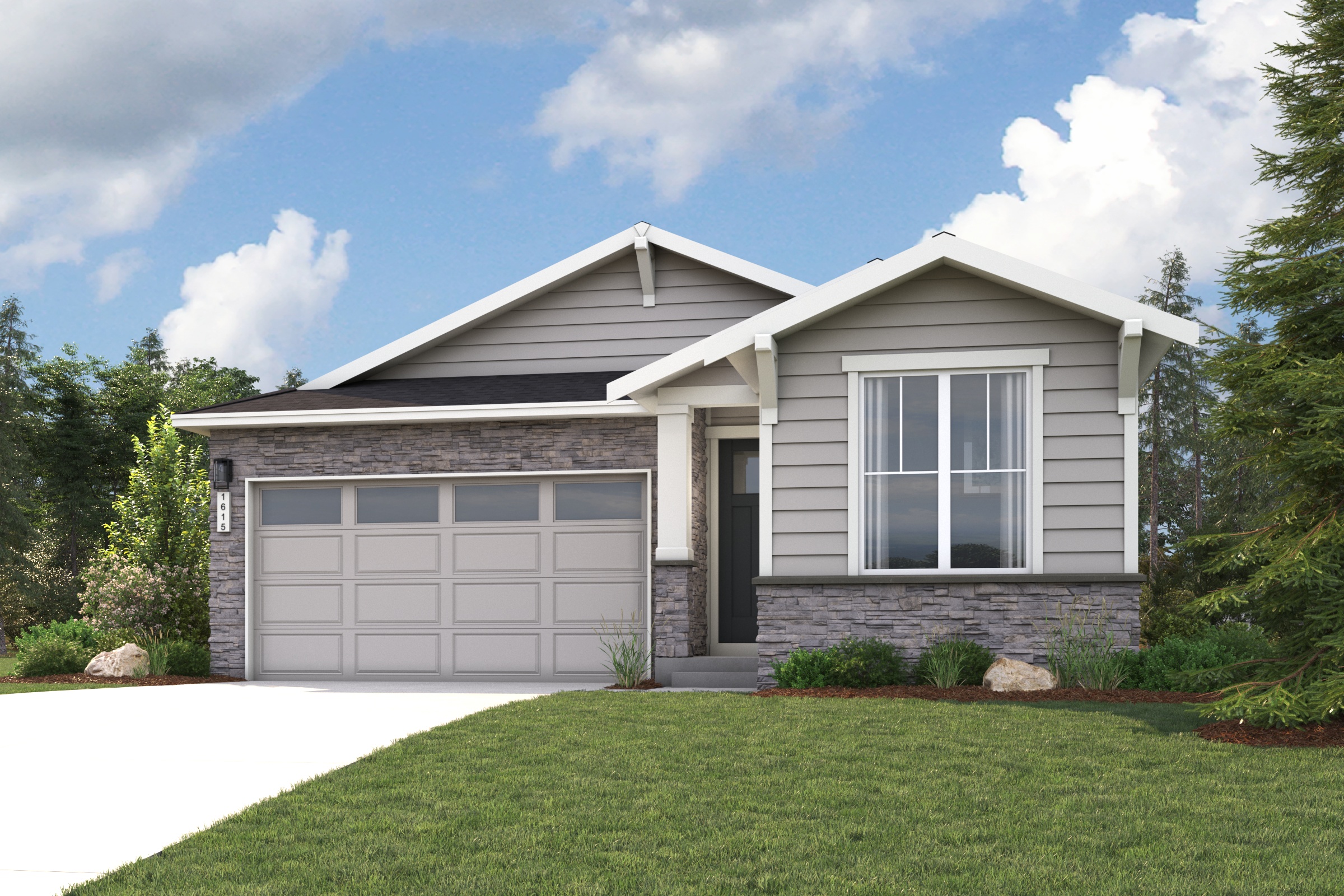 A house with a garage.