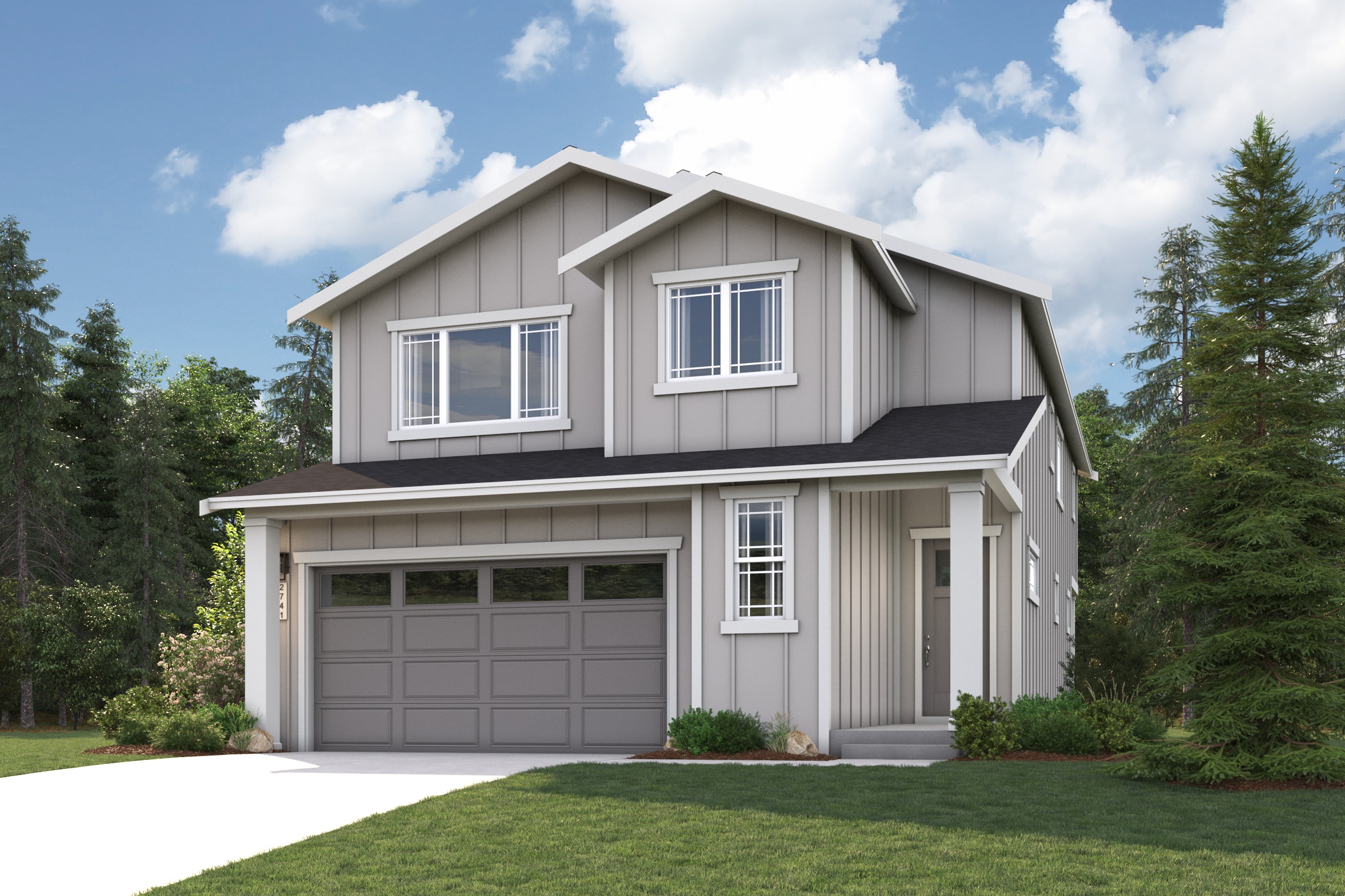A house with a garage.