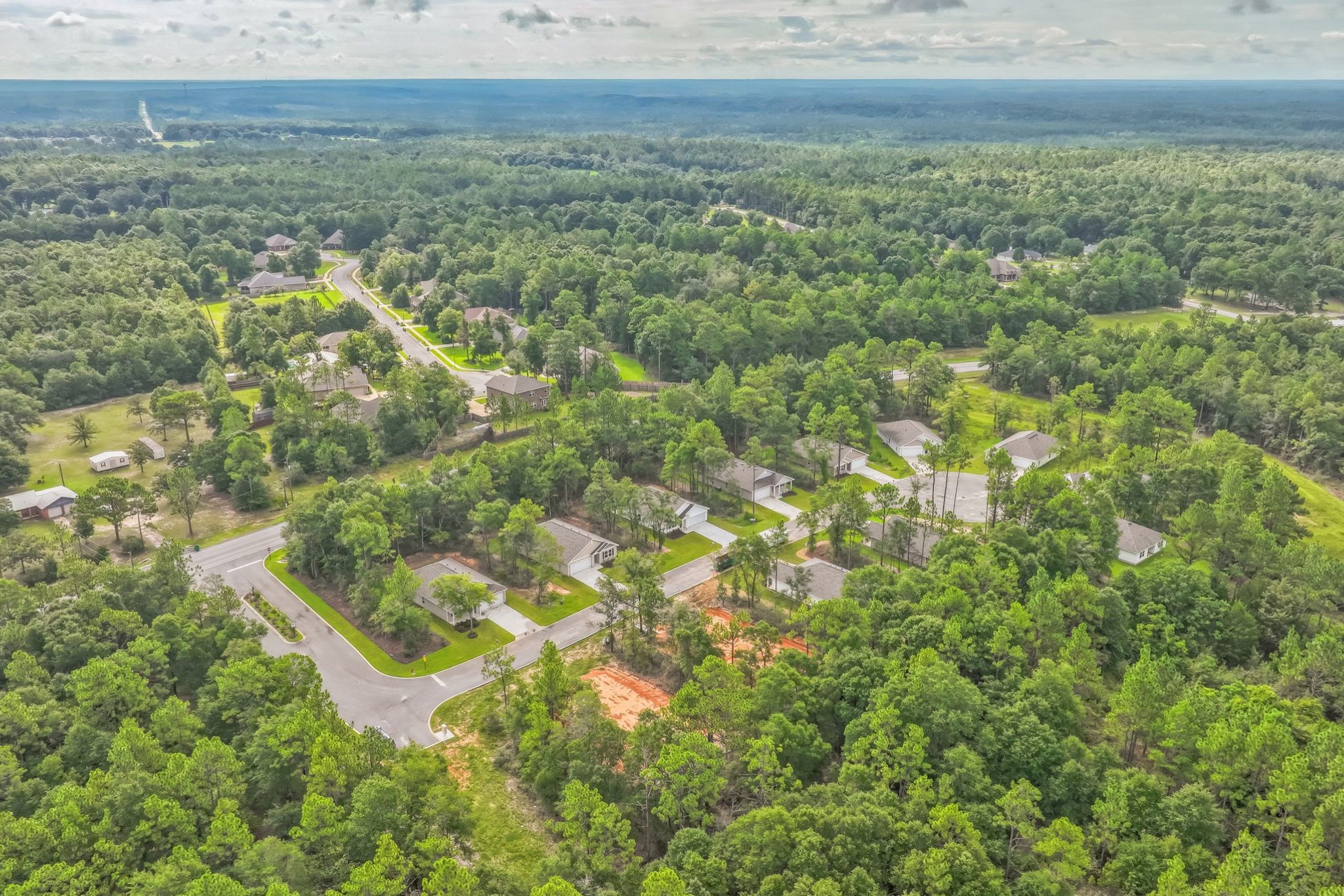 A city with trees and water.