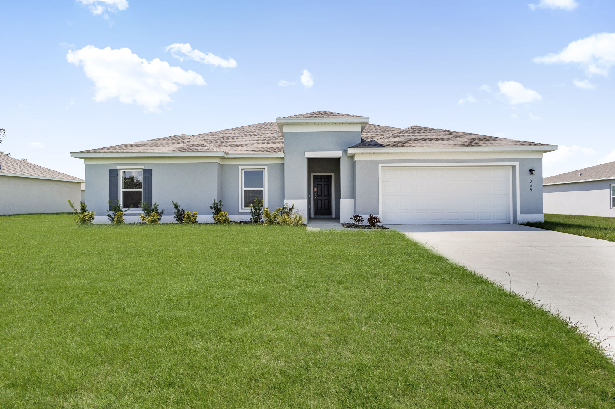 A house with a garage.